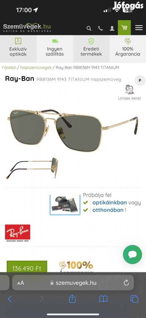 Ray Ban - Titanium gold - Caravan napszemüveg