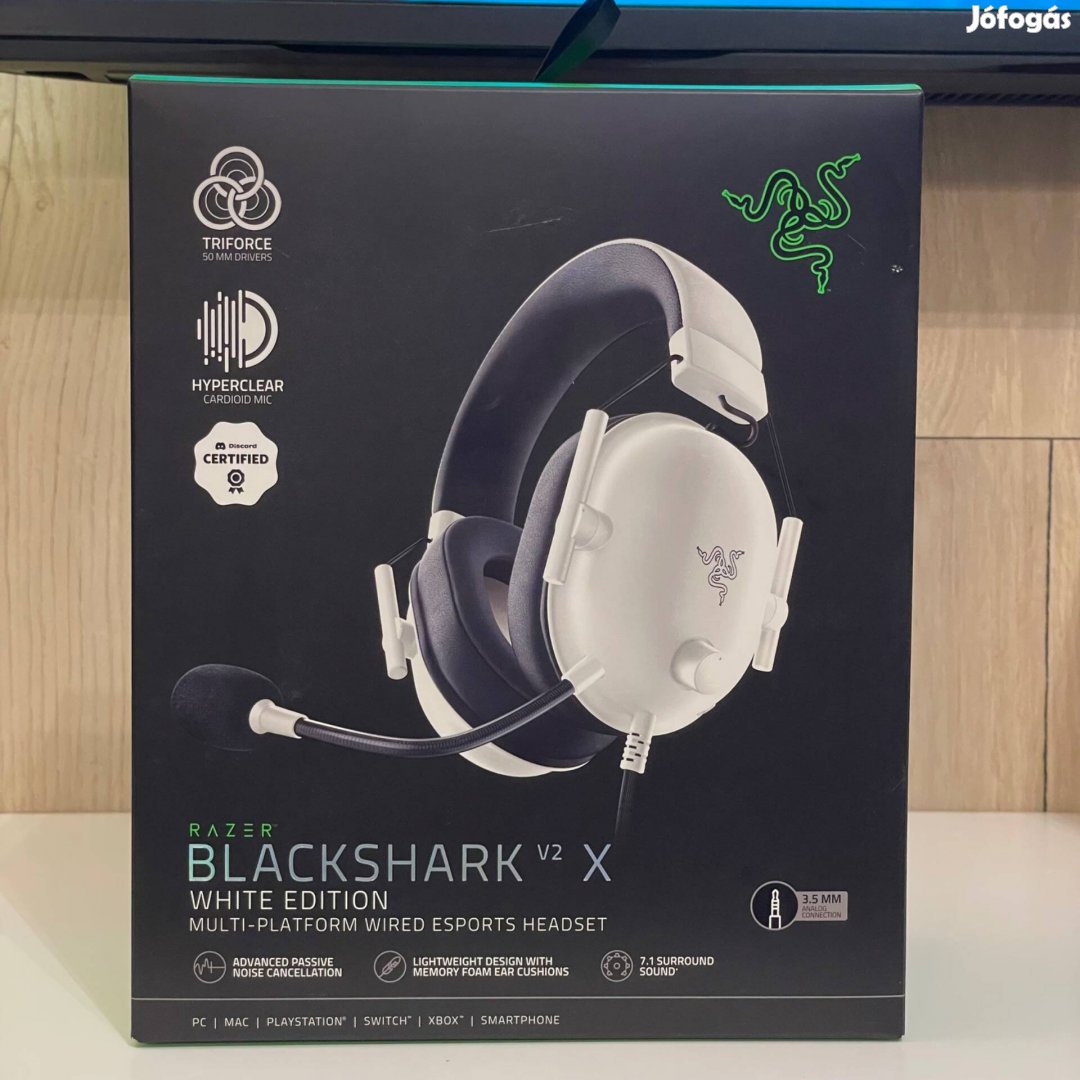 Razer Blackshark V2 X Fehér Gamer Fejhallgató