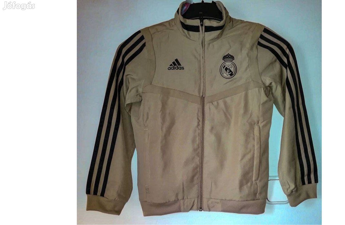 Real Madrid eredeti adidas drapp-barna cipzáros gyerek felső (XS, 128)