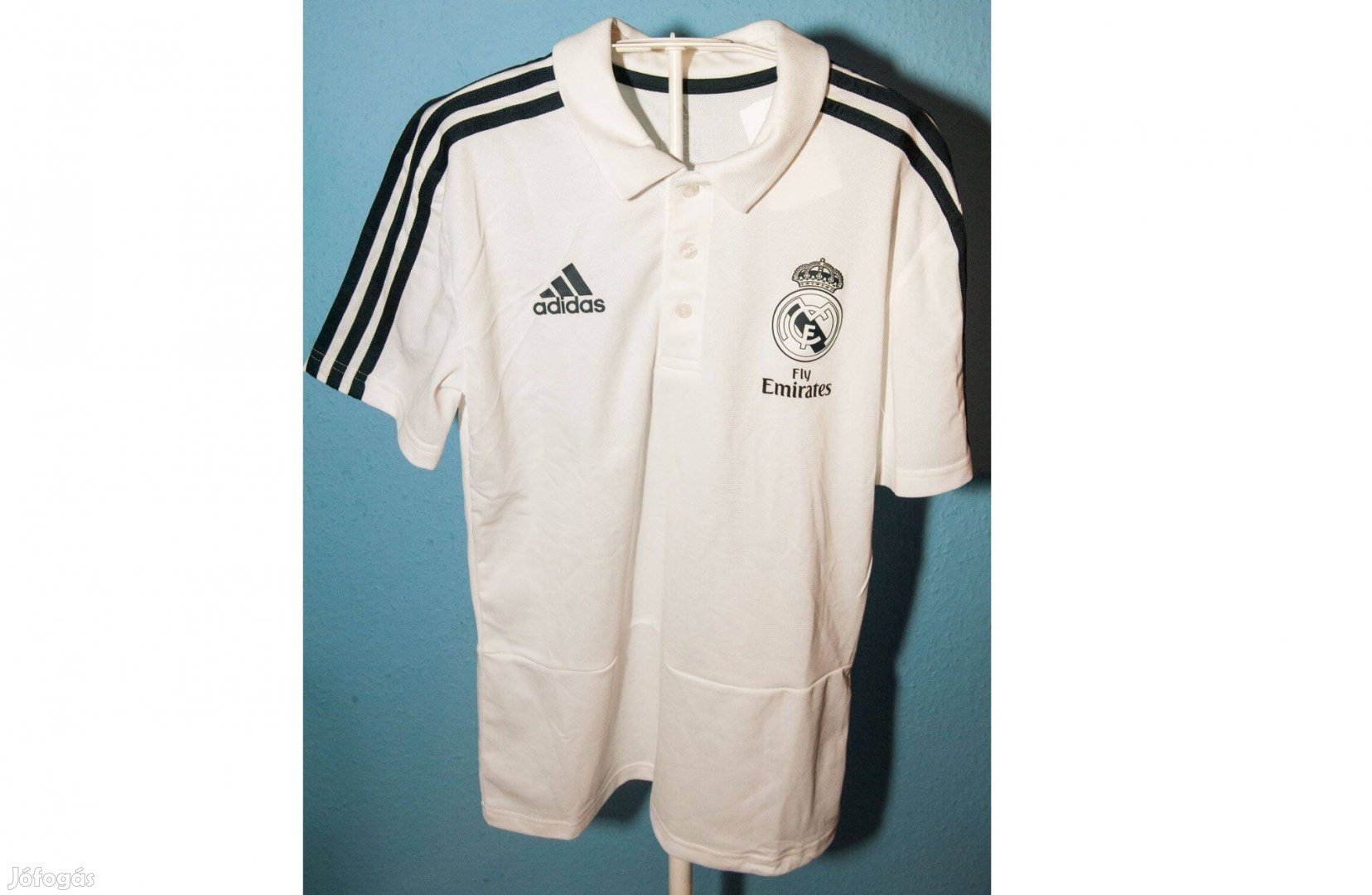 Real Madrid eredeti adidas fehér galléros póló (XS)