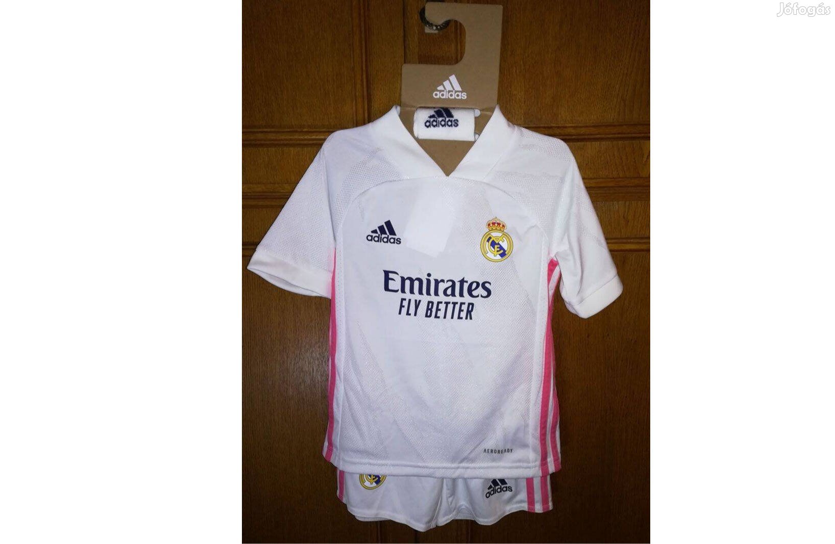 Real Madrid eredeti adidas fehér pink gyerek mez szett (110-es)