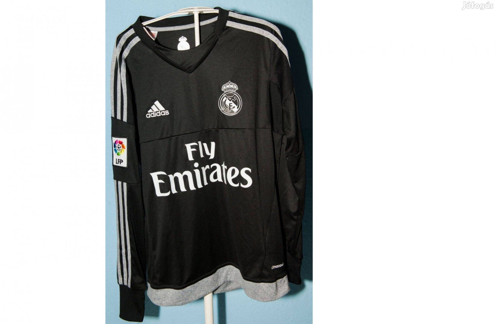 Real Madrid eredeti adidas fekete hosszú ujjú gyerek mez (L, 164)