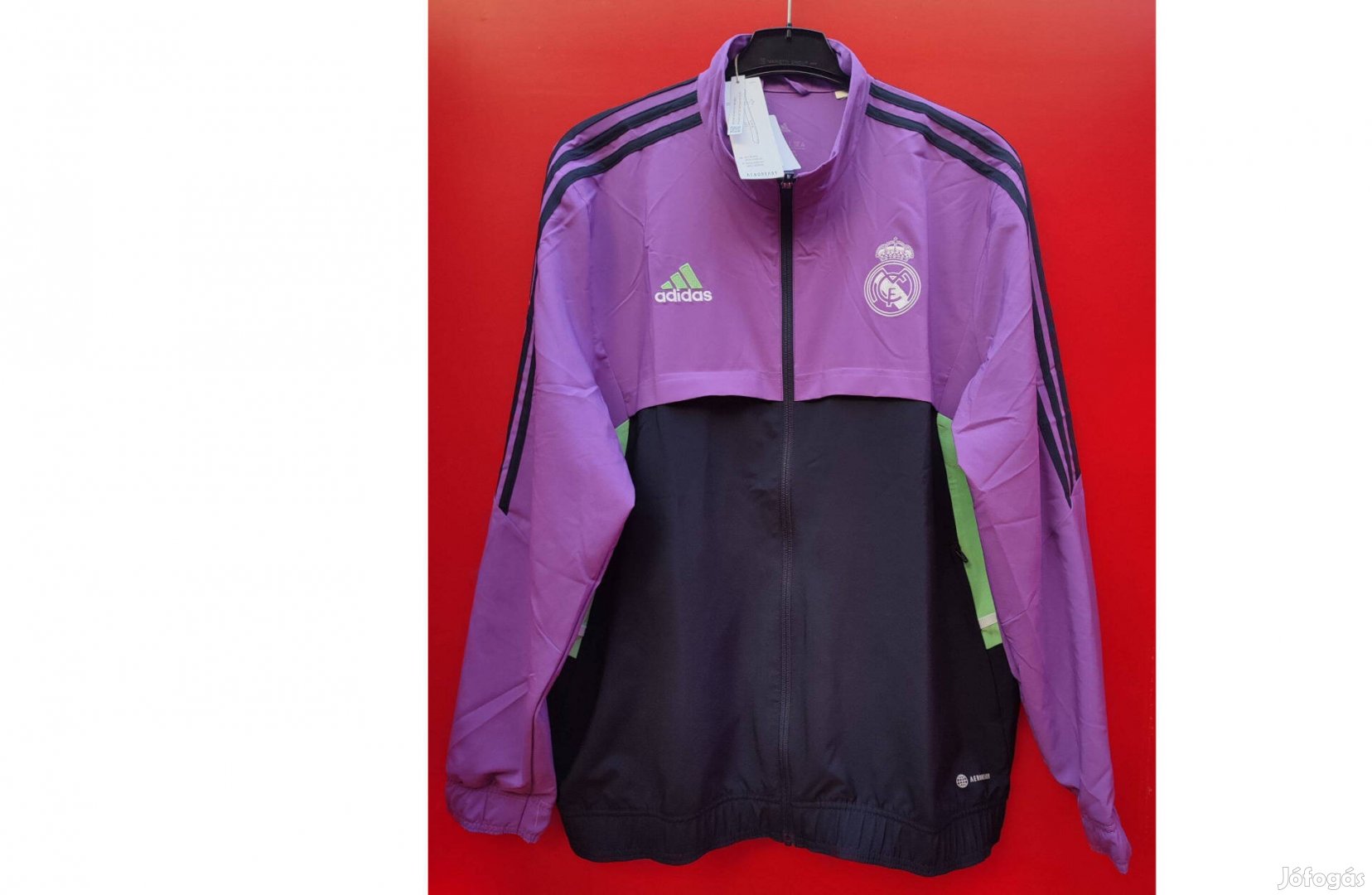 Real Madrid eredeti adidas lila fekete cipzáras felső (L, XL)