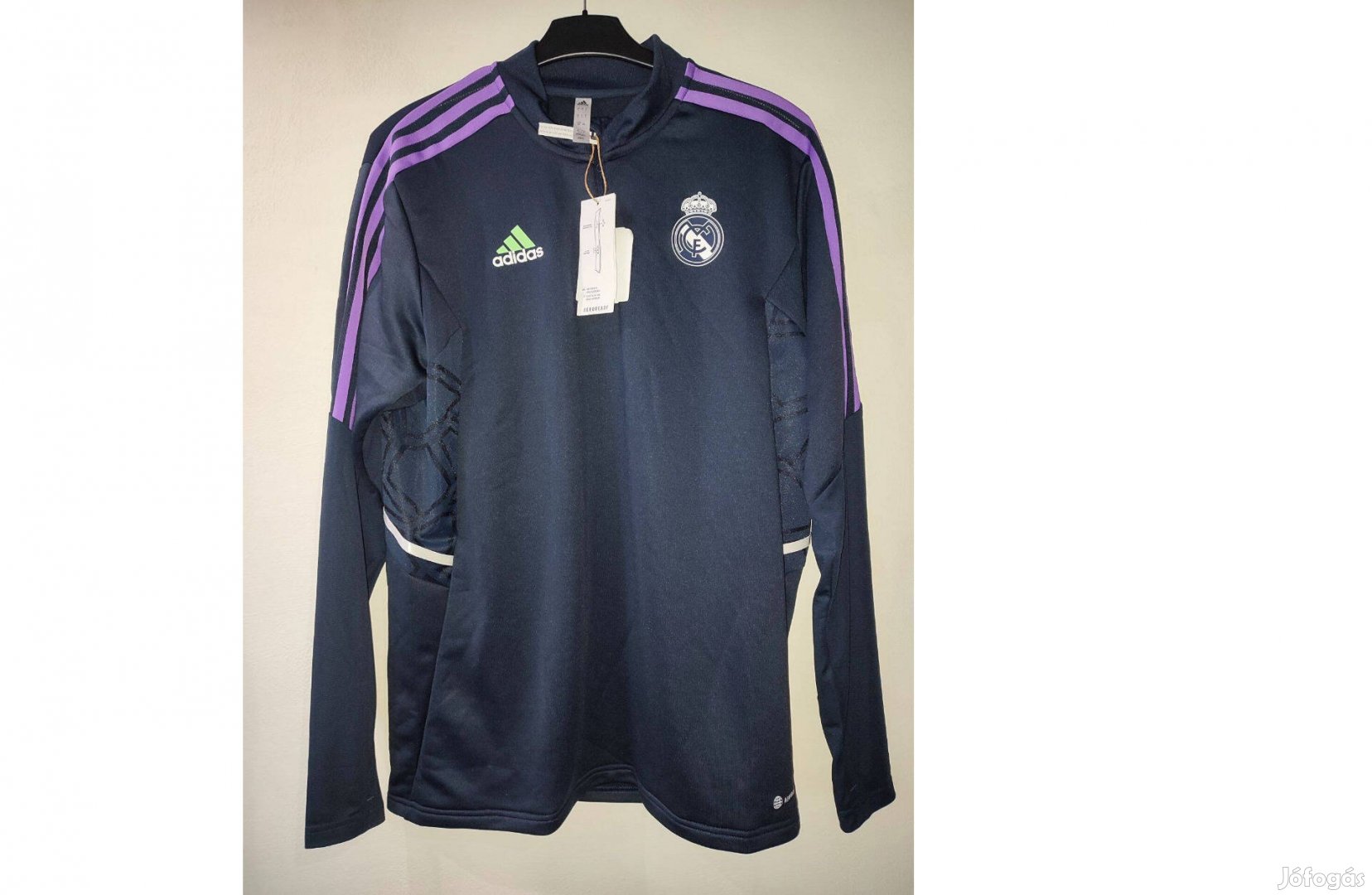 Real Madrid eredeti adidas sötétkék lila cipzáras nyakú felső (XS,S,M