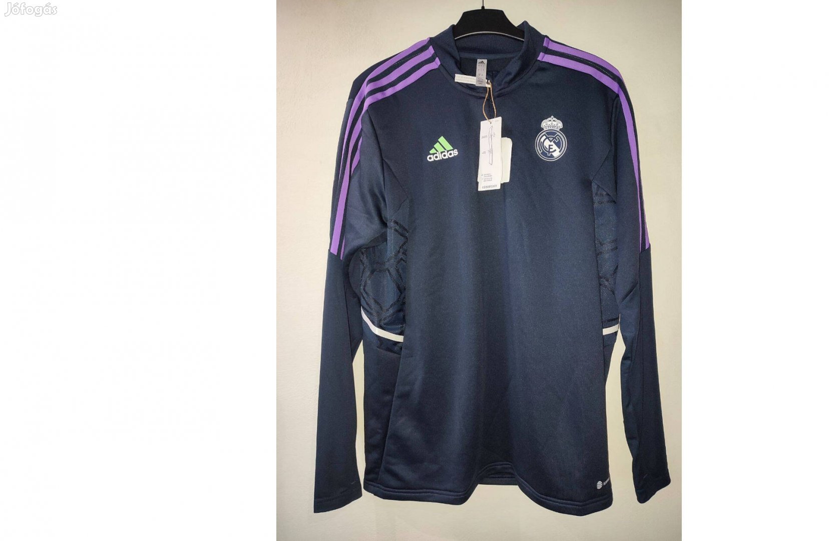 Real Madrid eredeti adidas sötétkék lila cipzáras nyakú felső (XS,S,M)