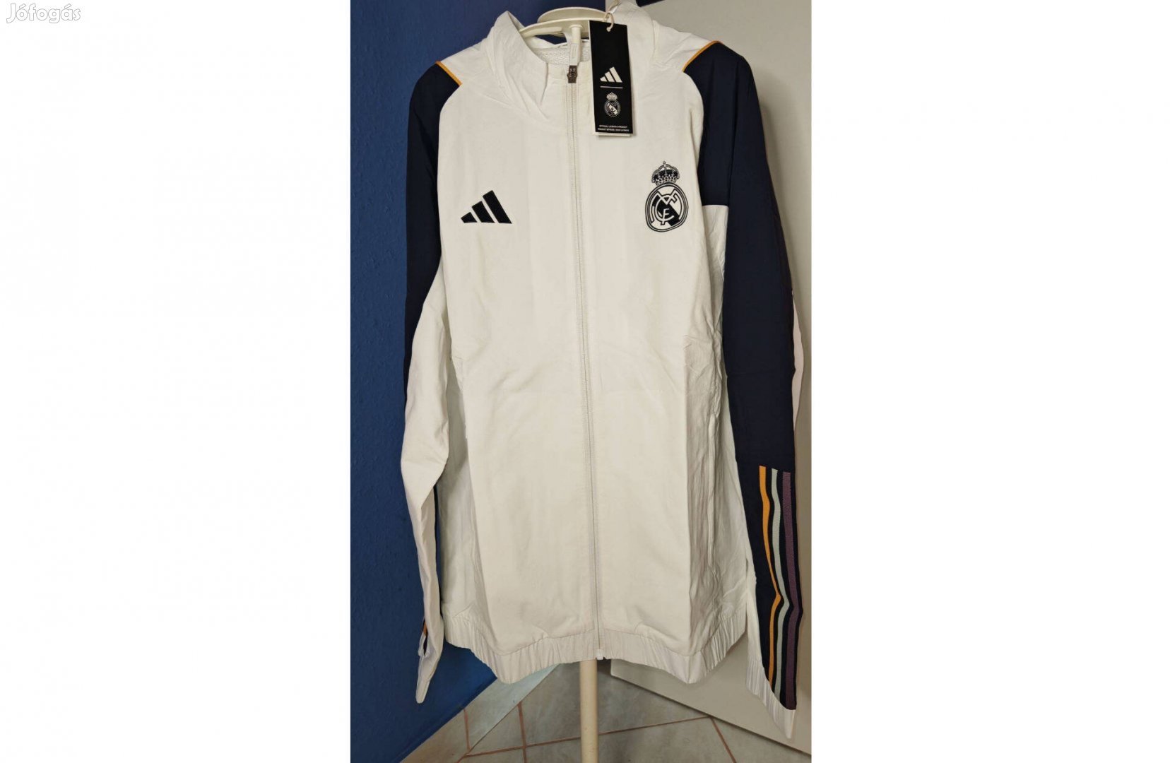 Real Madrid fehér eredeti adidas cipzáras felső (M-es)