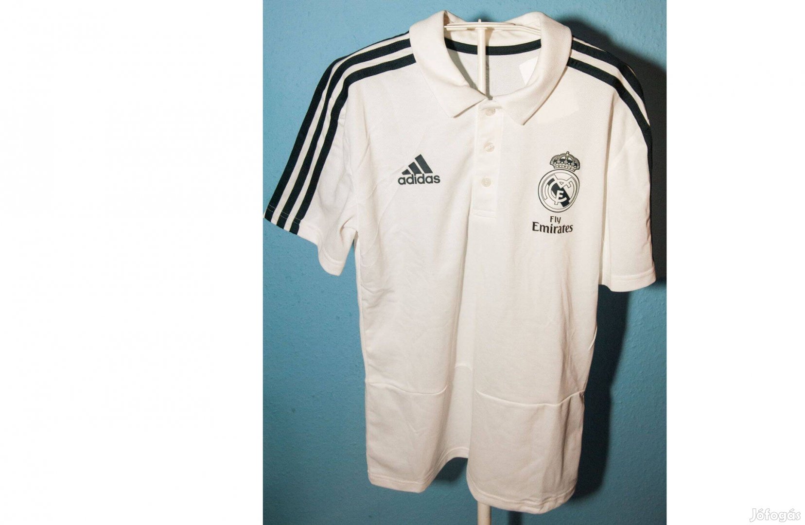 Real Madrid fehér galléros eredeti adidas póló (XS)