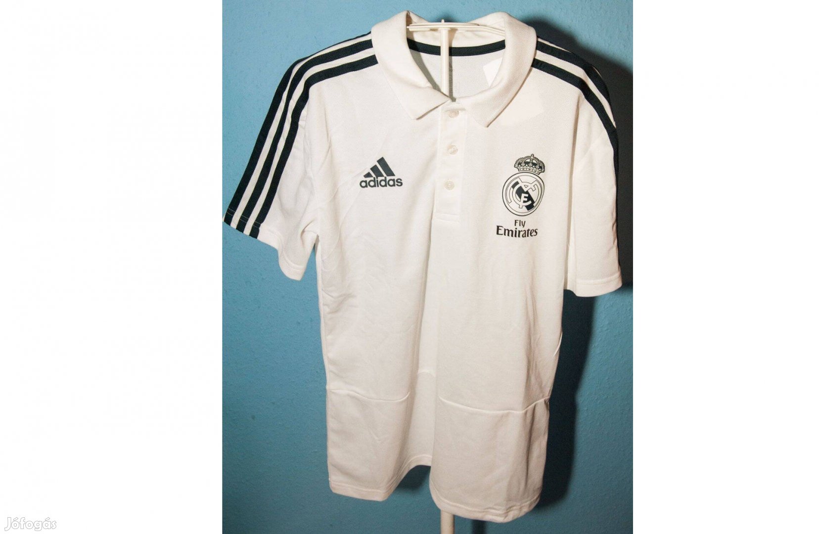 Real Madrid fehér galléros eredeti adidas póló (XS)