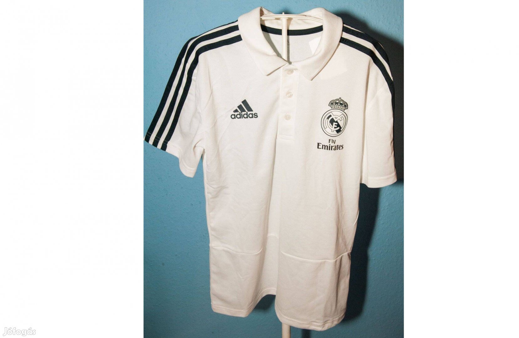 Real Madrid galléros fehér eredeti adidas póló (XS)