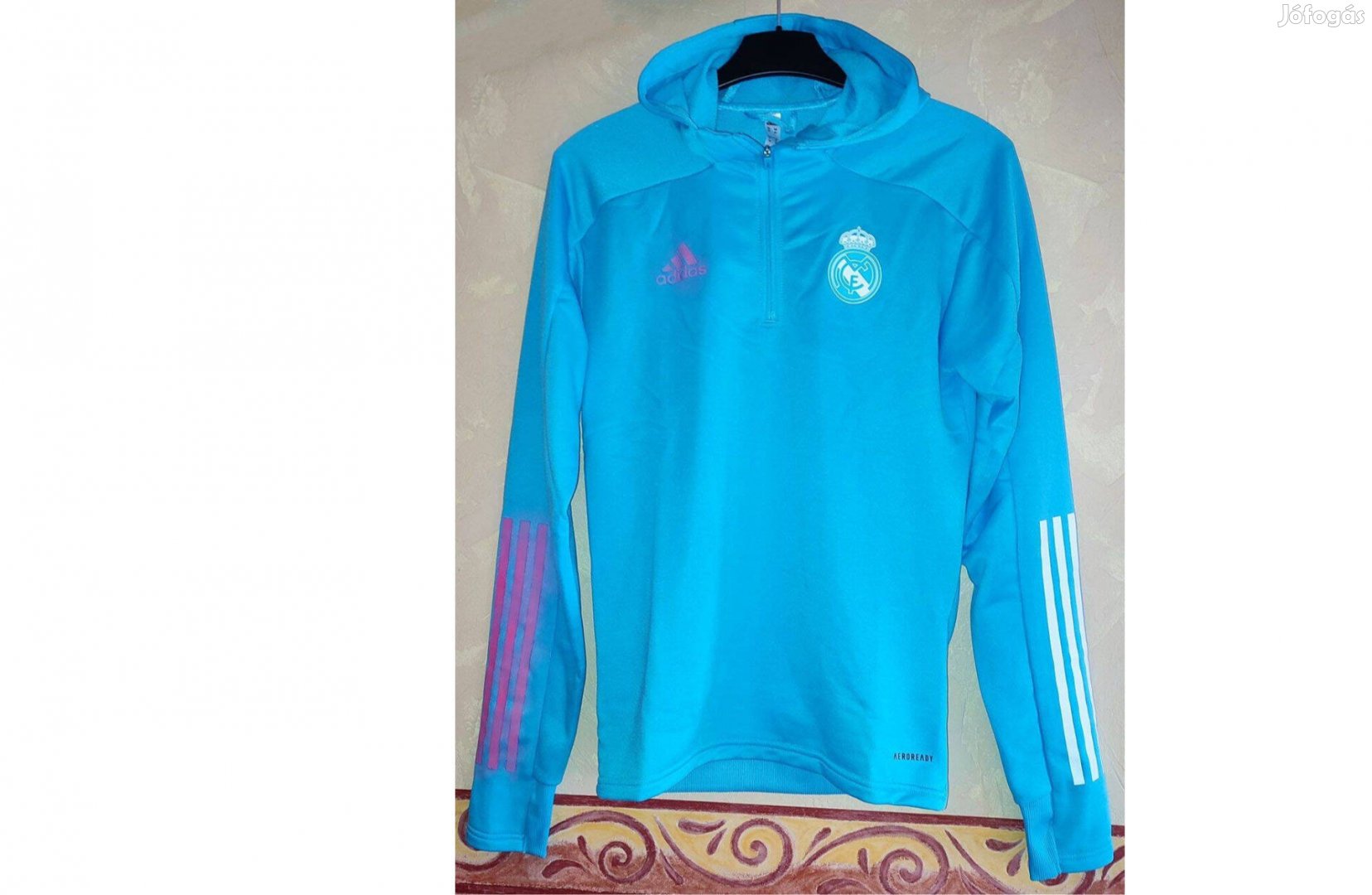 Real Madrid kék eredeti adidas kapucnis felső (XS)