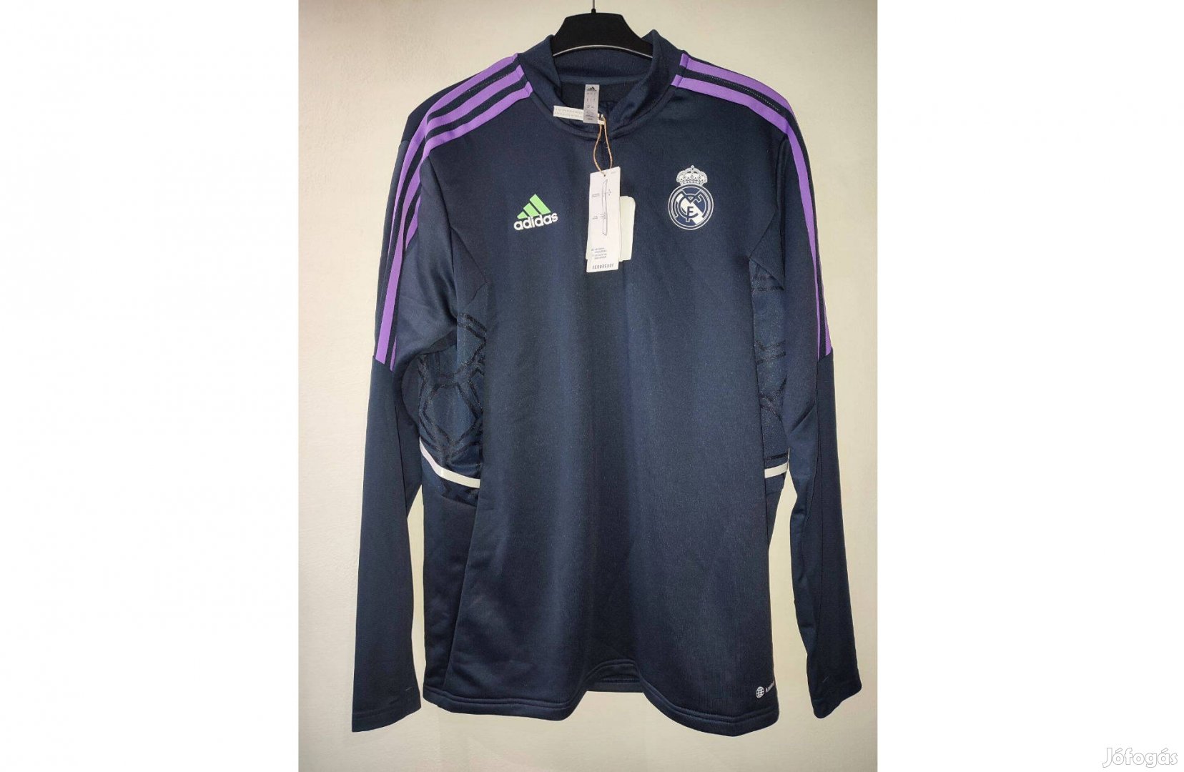 Real Madrid sötétkék lila eredeti adidas cipzáras nyakú felső (XS,S,M