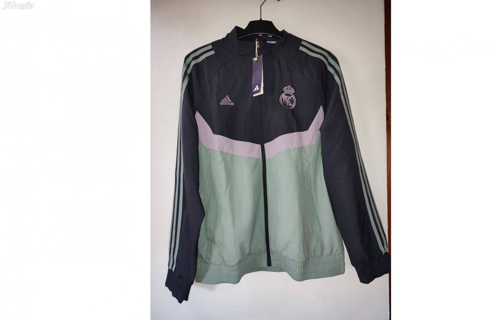 Real Madrid sötétszürke zöld lila eredeti adidas cipzáras felső