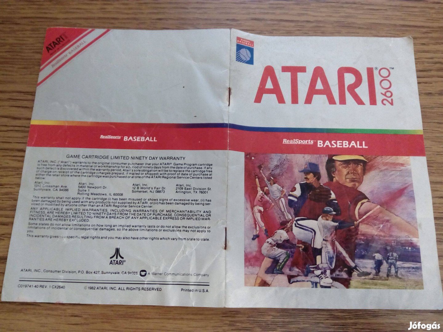 Realsports Baseball Atari 2600-as játék használati útmutató eladó!