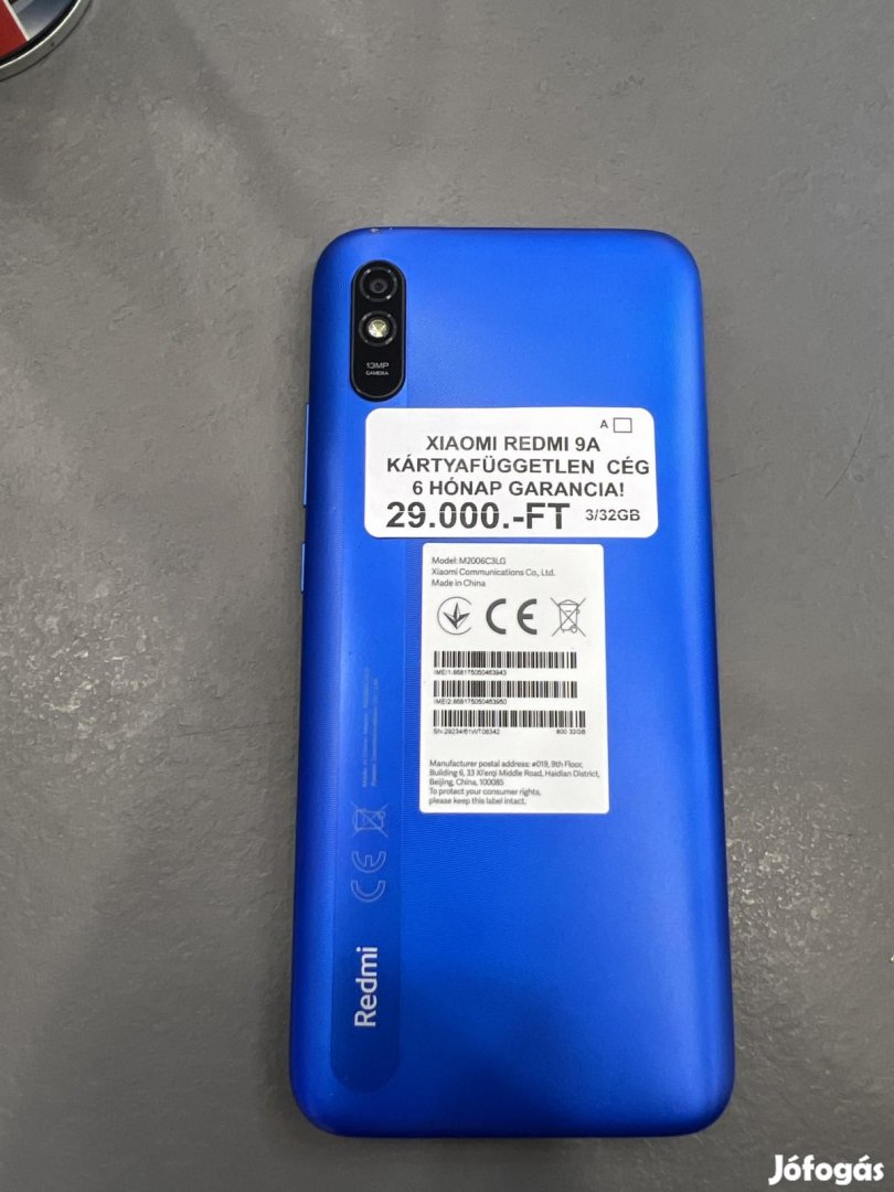 Redmi 9A Dual Sim 32 GB, 12 hó garancia