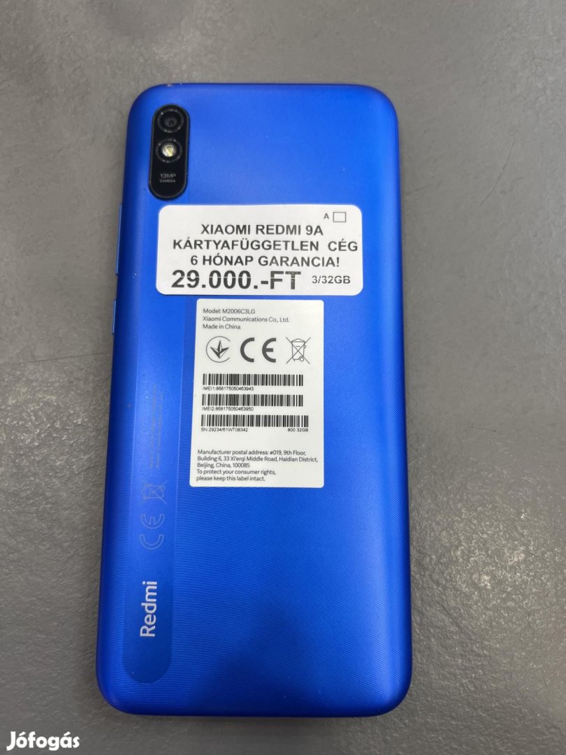 Redmi 9A Dual Sim 32 GB, 12 hó garancia