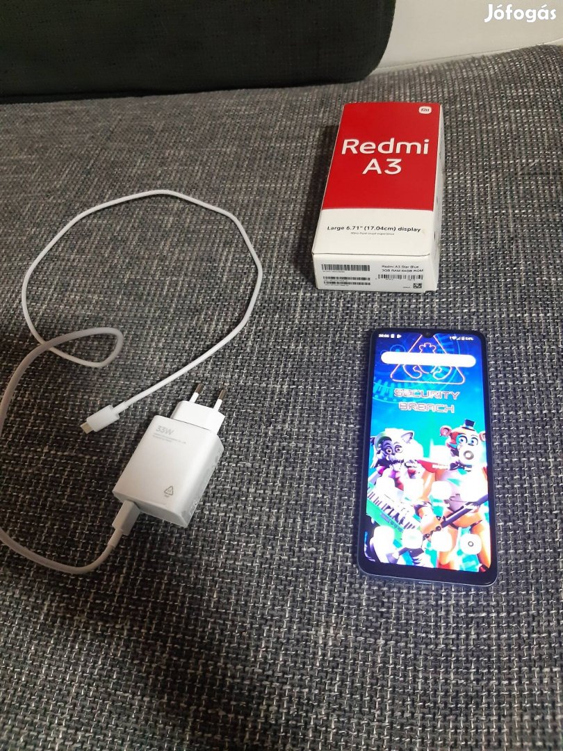 Redmi A3 mobiltelefon. Szinte új. + telefontokok. 