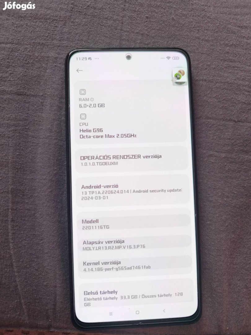 Redmi Note 11 Pro 4G 6128GB - Megkímélt