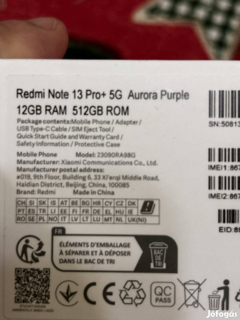 Redmi Note 13 pro plusz 12/512 Függetlenül 2 év garanciával 