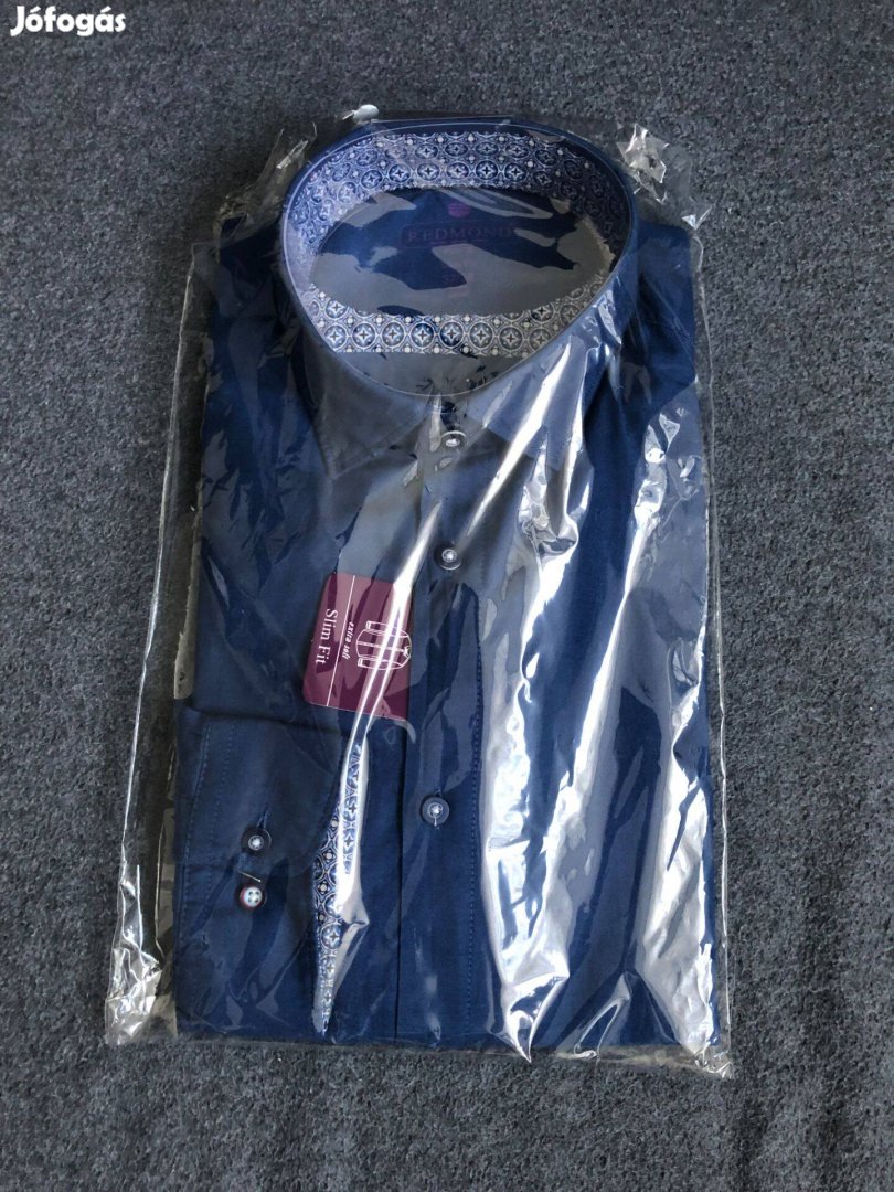 Redmond kék színű elegáns slim fit ing új bontatlan csomagolás S