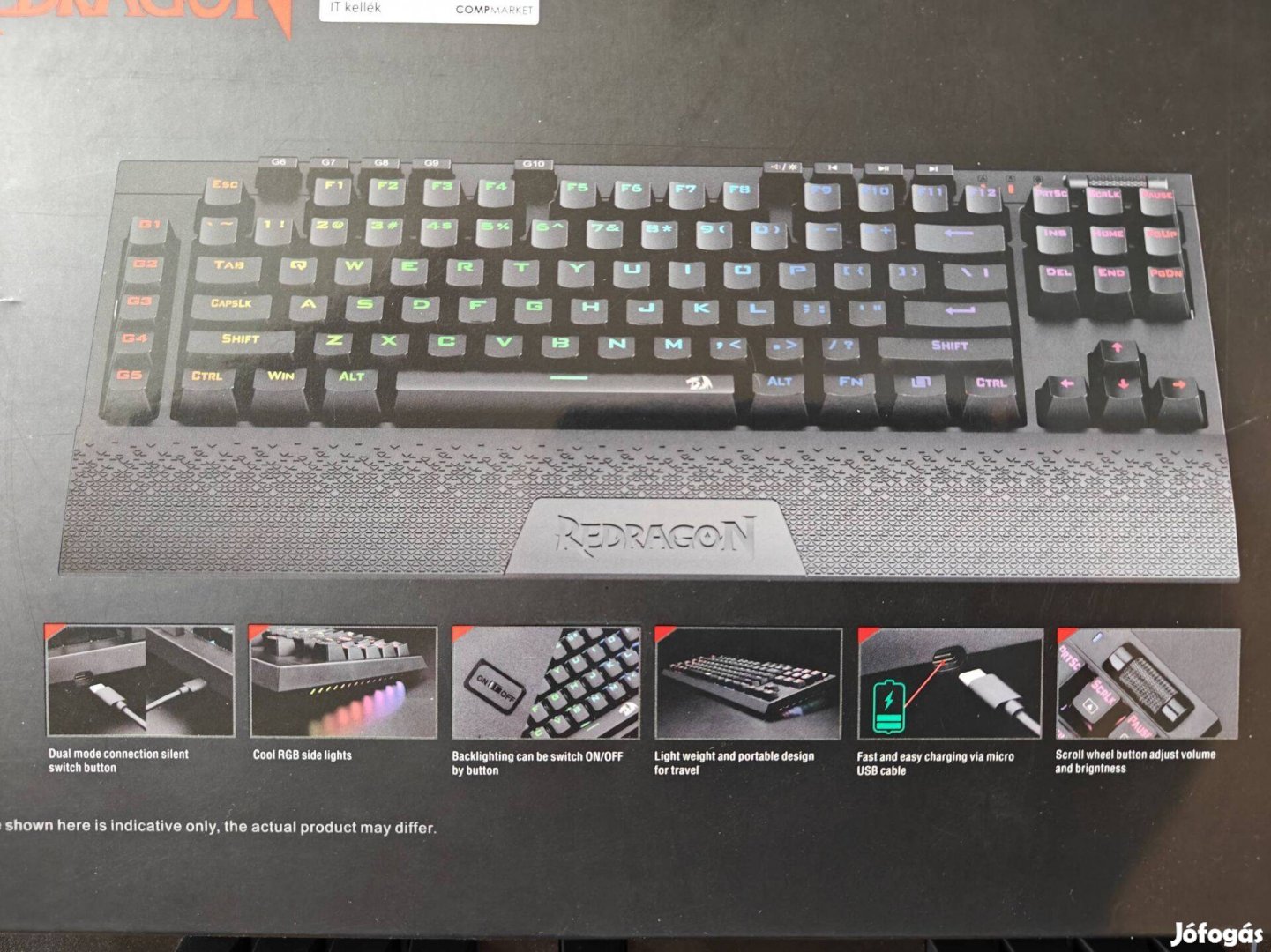 Redragon Vishnu K596 K596RGB RED HU mechanikus billentyűzet