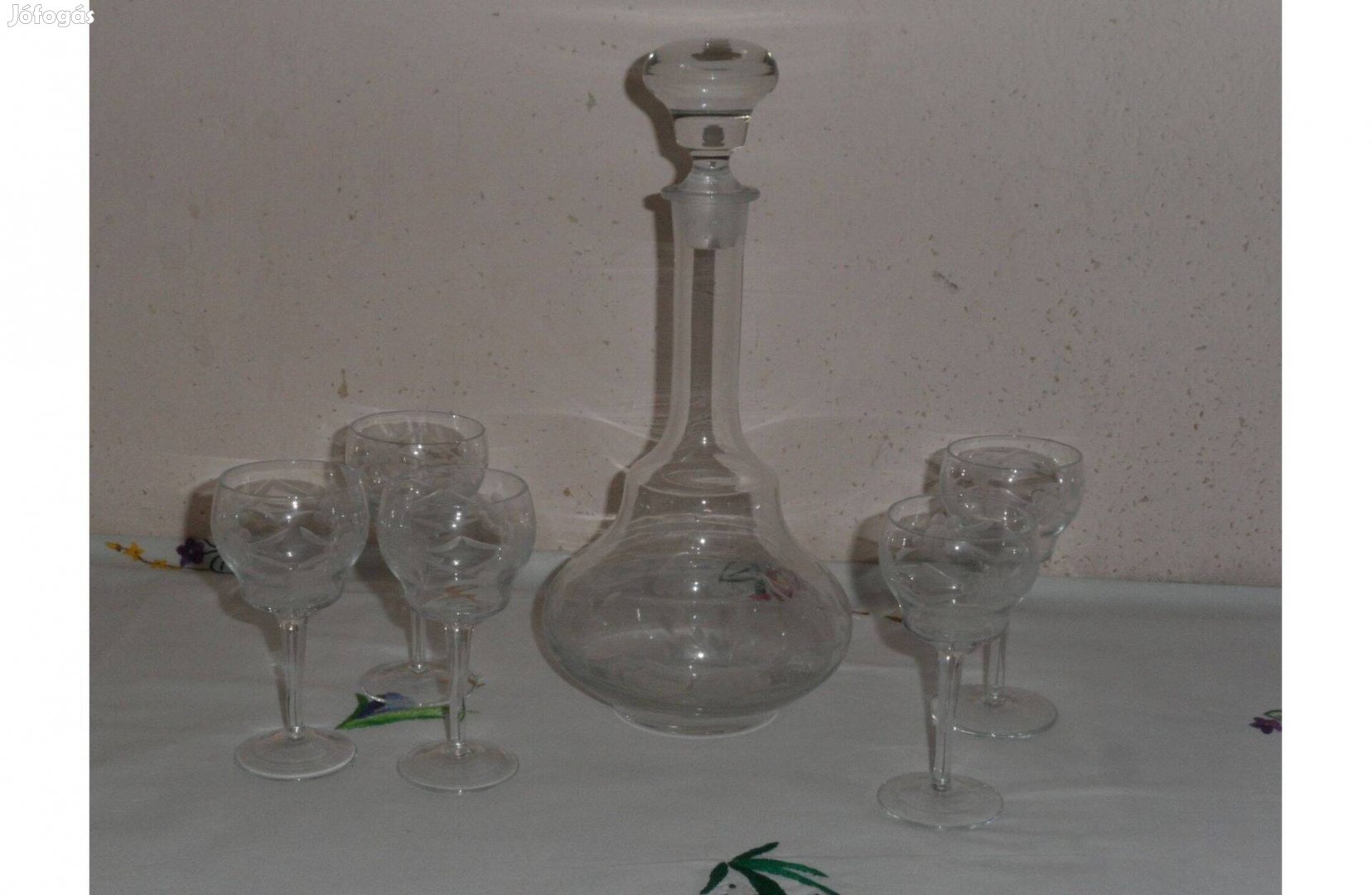 Régebbi üveg likőrös készlet ( 6 db-os )