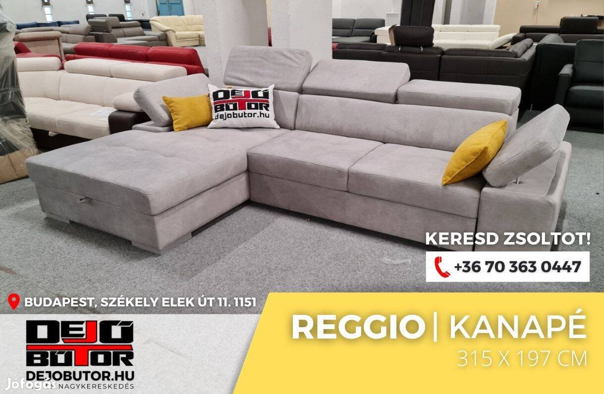 Reggio L szürke kanapé sarok ülőgarnitúra 315x197 cm ágyazható
