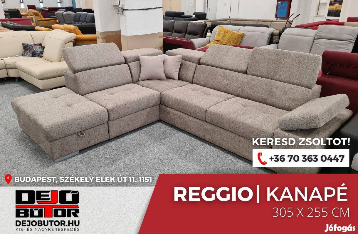 Reggio XL drapp sarok rugós kanapé ülőgarnitúra 305x255 cm ágyazható