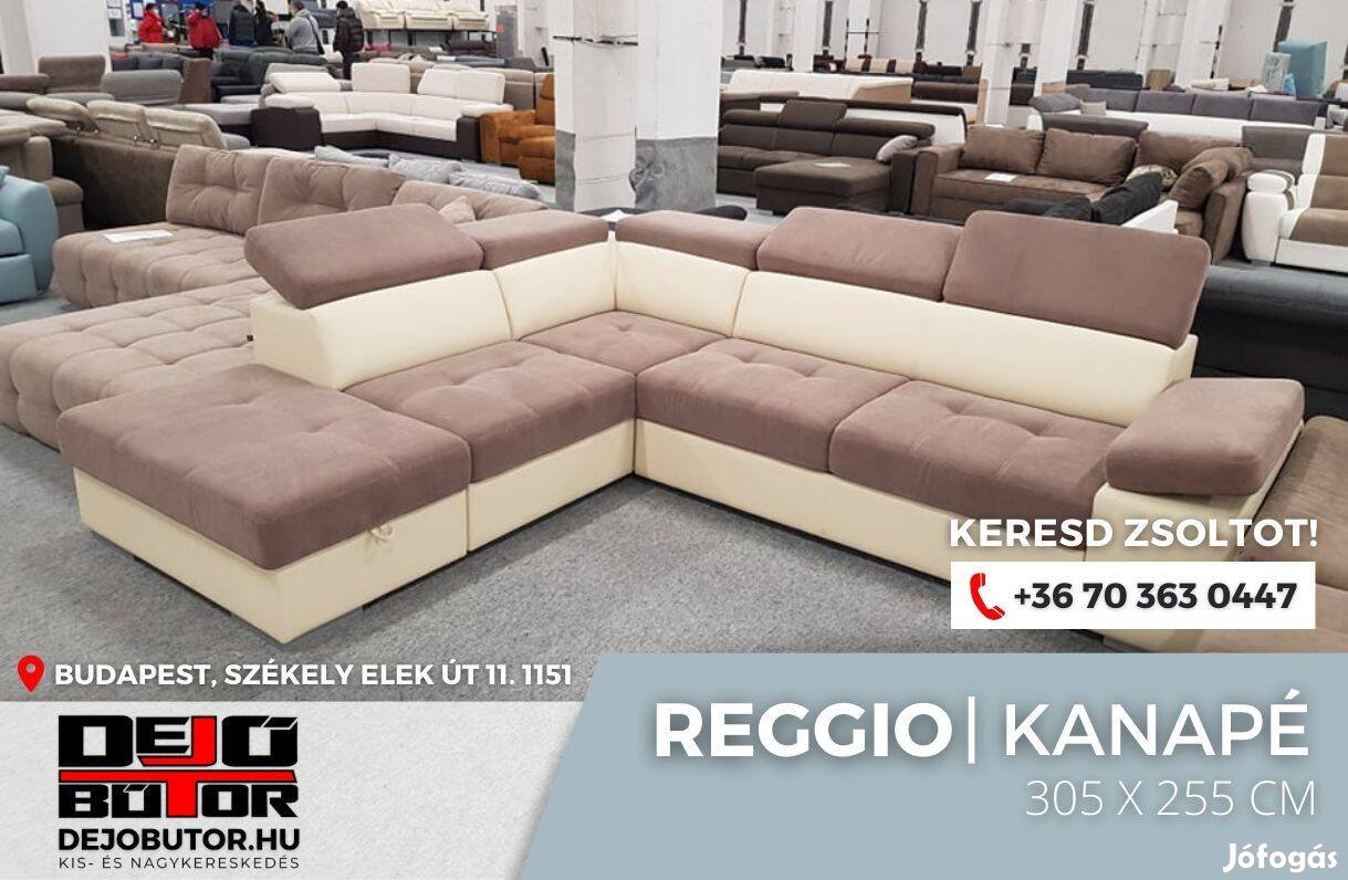 Reggio XL rugós sarok kanapé ülőgarnitúra bézs 305x255 cm ágyazható