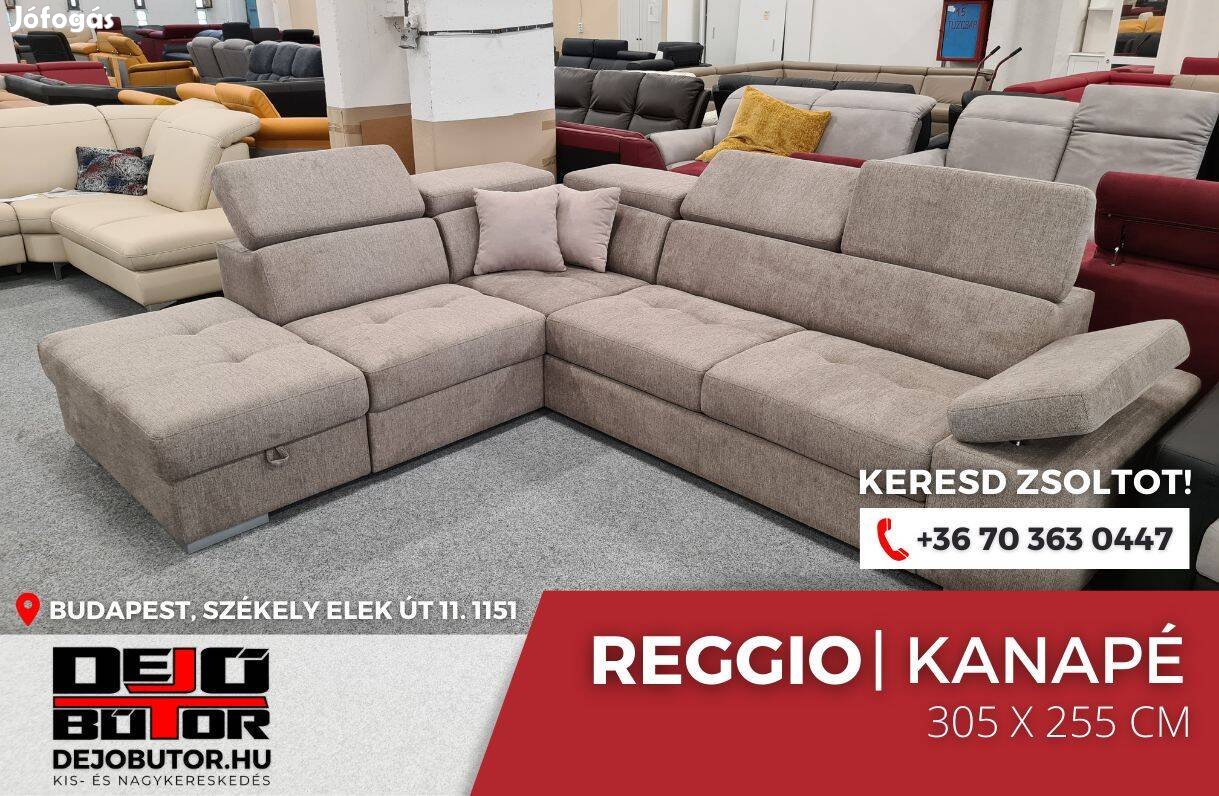 Reggio XL rugós sarok kanapé ülőgarnitúra drapp 305x255 cm ágyazható