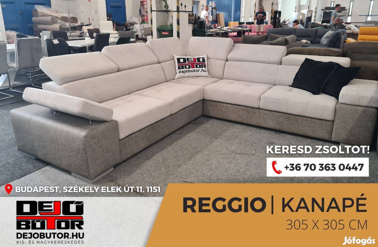 Reggio XXL krém sarok rugós kanapé ülőgarnitúra 305x305 cm ágyazható