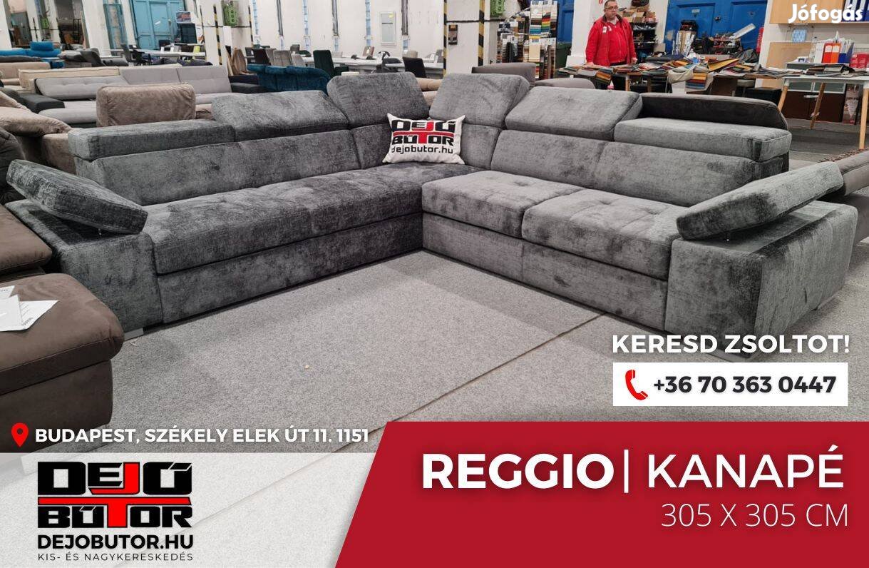 Reggio XXL rugós kanapé 305x305 cm ülőgarnitúra szürke sarok ágyazható