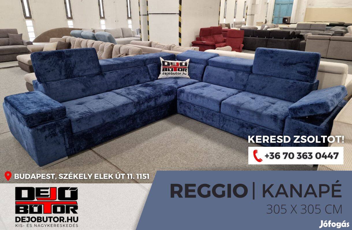 Reggio XXL rugós kanapé ülőgarnitúra sarok 305x305 cm kék ágyazható