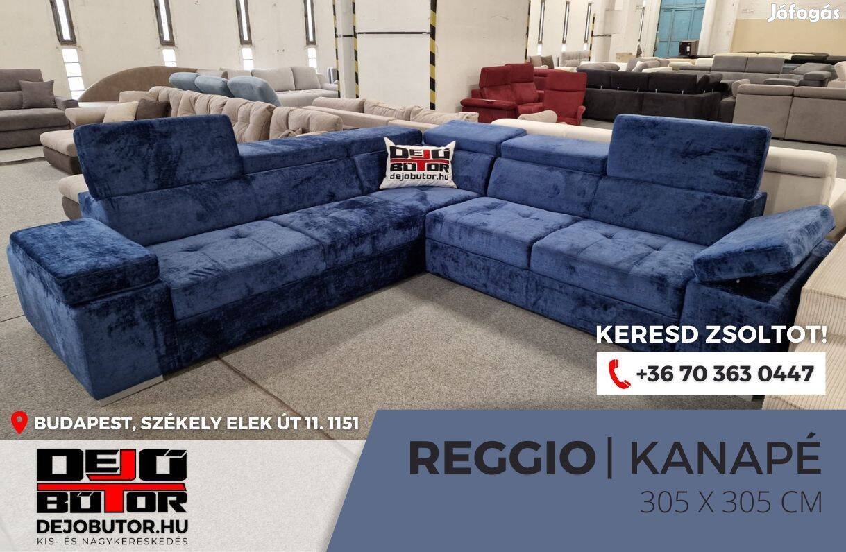 Reggio XXL rugós kék sarok kanapé ülőgarnitúra 305x305 cm ágyazható