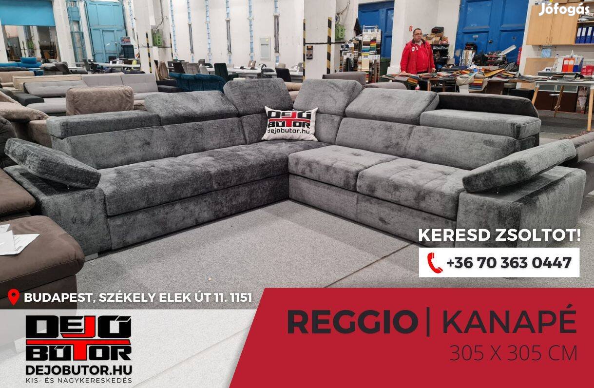 Reggio XXL sarok kanapé ülőgarnitúra rugós 305x305 cm grey