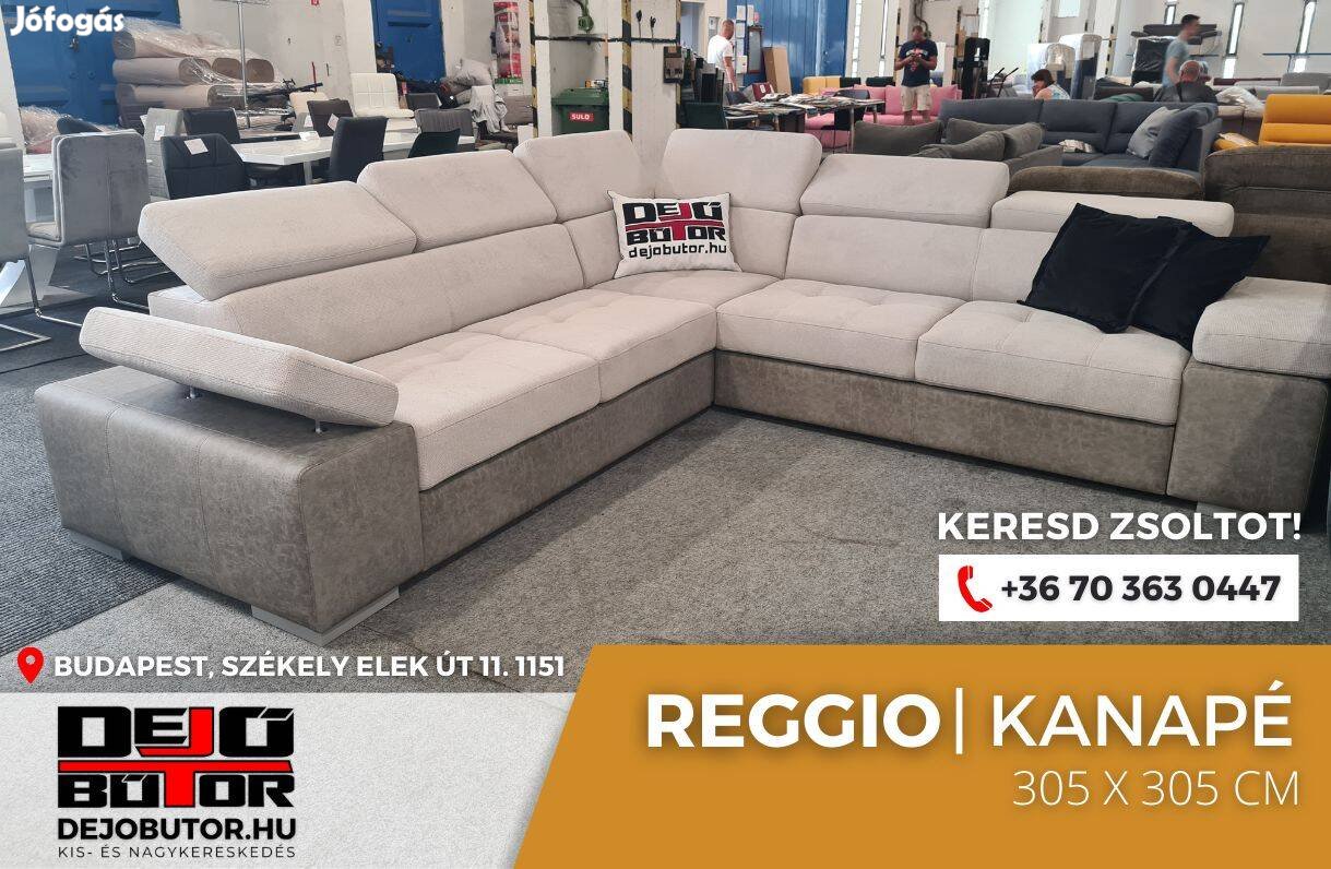 Reggio XXL sarok prémium kanapé ülőgarnitúra 305x305 cm rugós szürke