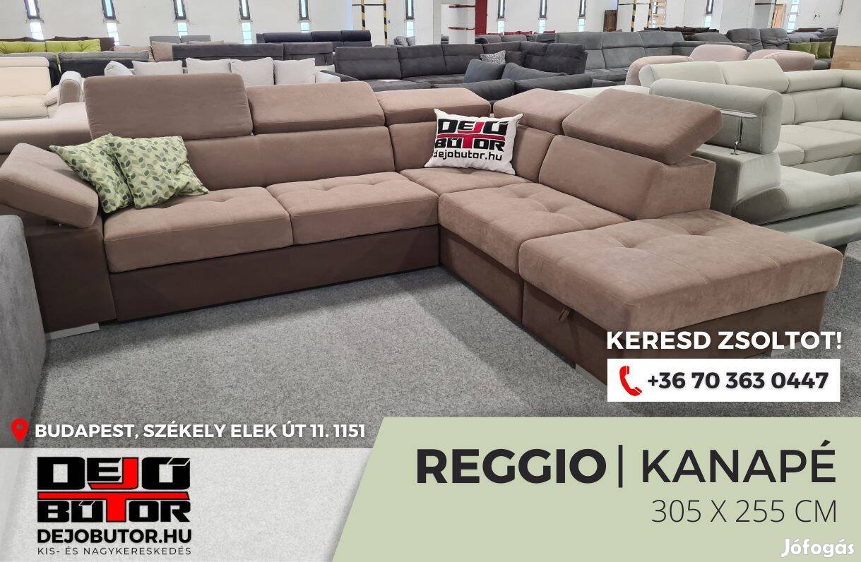 Reggio hátfalas rugós barna kanapé ülőgarnitúra 305x255 cm sarok