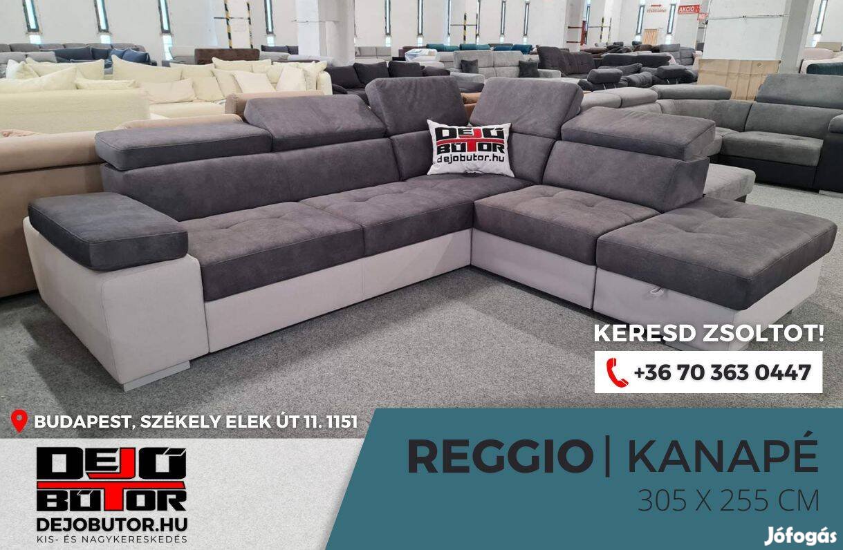 Reggio hátfalas rugós kanapé ülőgarnitúra 305x255 cm szürke sarok