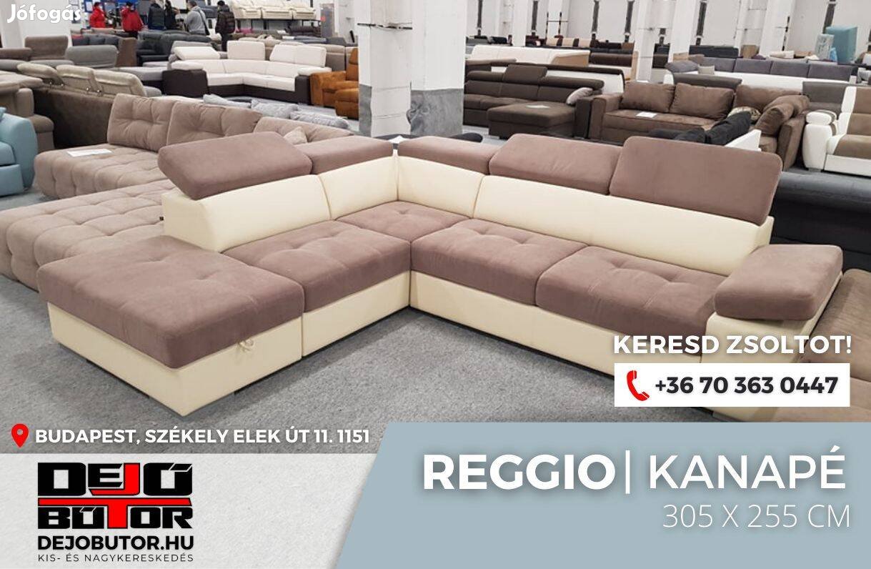 Reggio rugós bézs sarok kanapé ülőgarnitúra 305x255 cm ágyazható