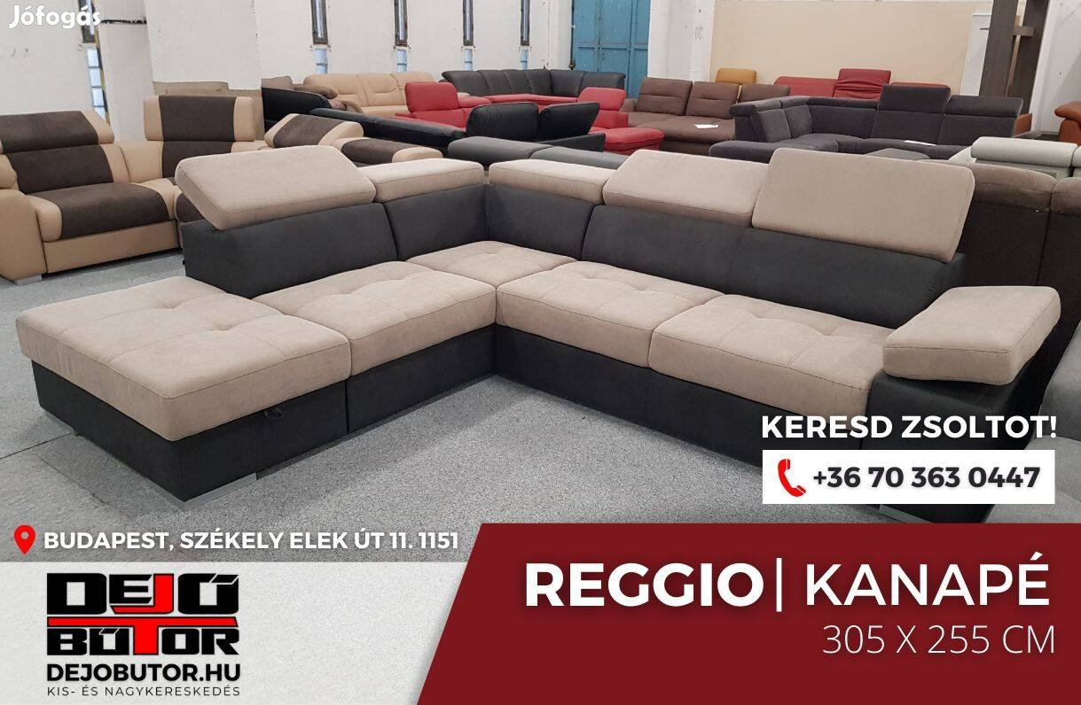 Reggio sarok bézs kanapé rugós ülőgarnitúra 305x255 cm ágyazható