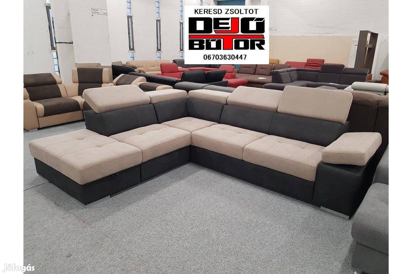 Reggio sarok kanapé ülőgarnitúra 305x255 cm ágyazható barna bézs