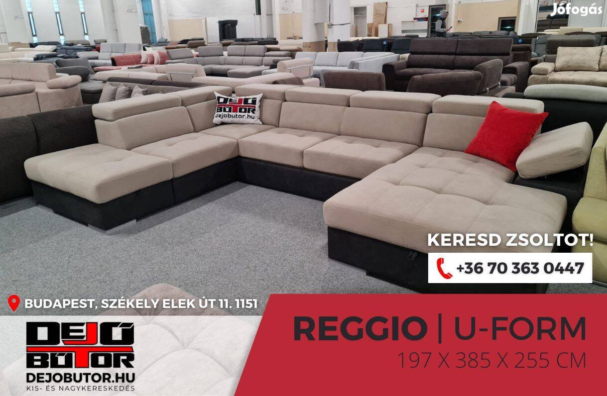 Reggio sarok krém kanapé ülőgarnitúra 197x385x255 cm ágyazható ualak