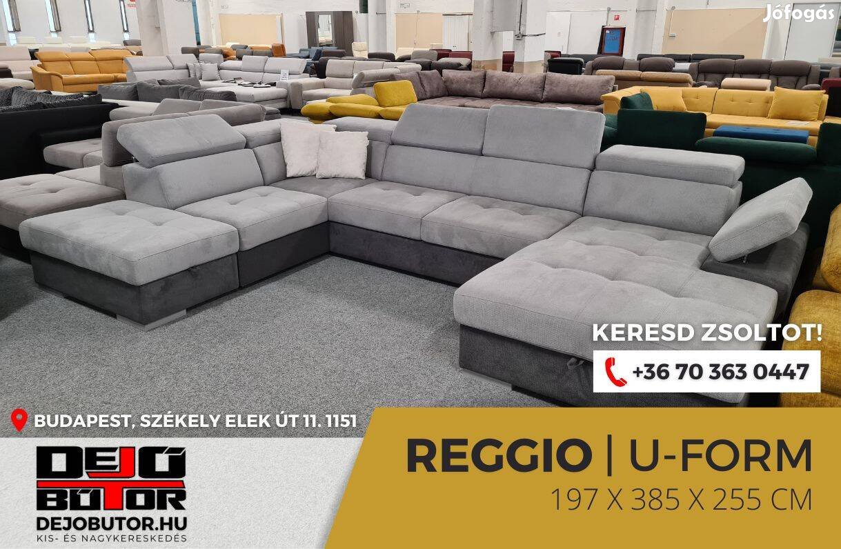 Reggio ualak gray kanapé sarok ülőgarnitúra 197x385x255 cm ágyazható