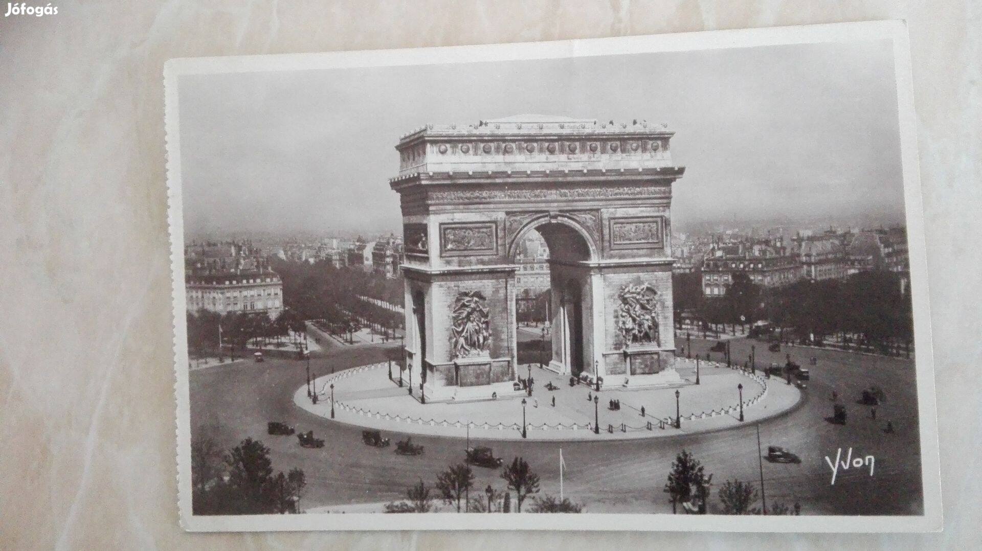 Régi 1930-as Párizsi diadalíves képeslap
