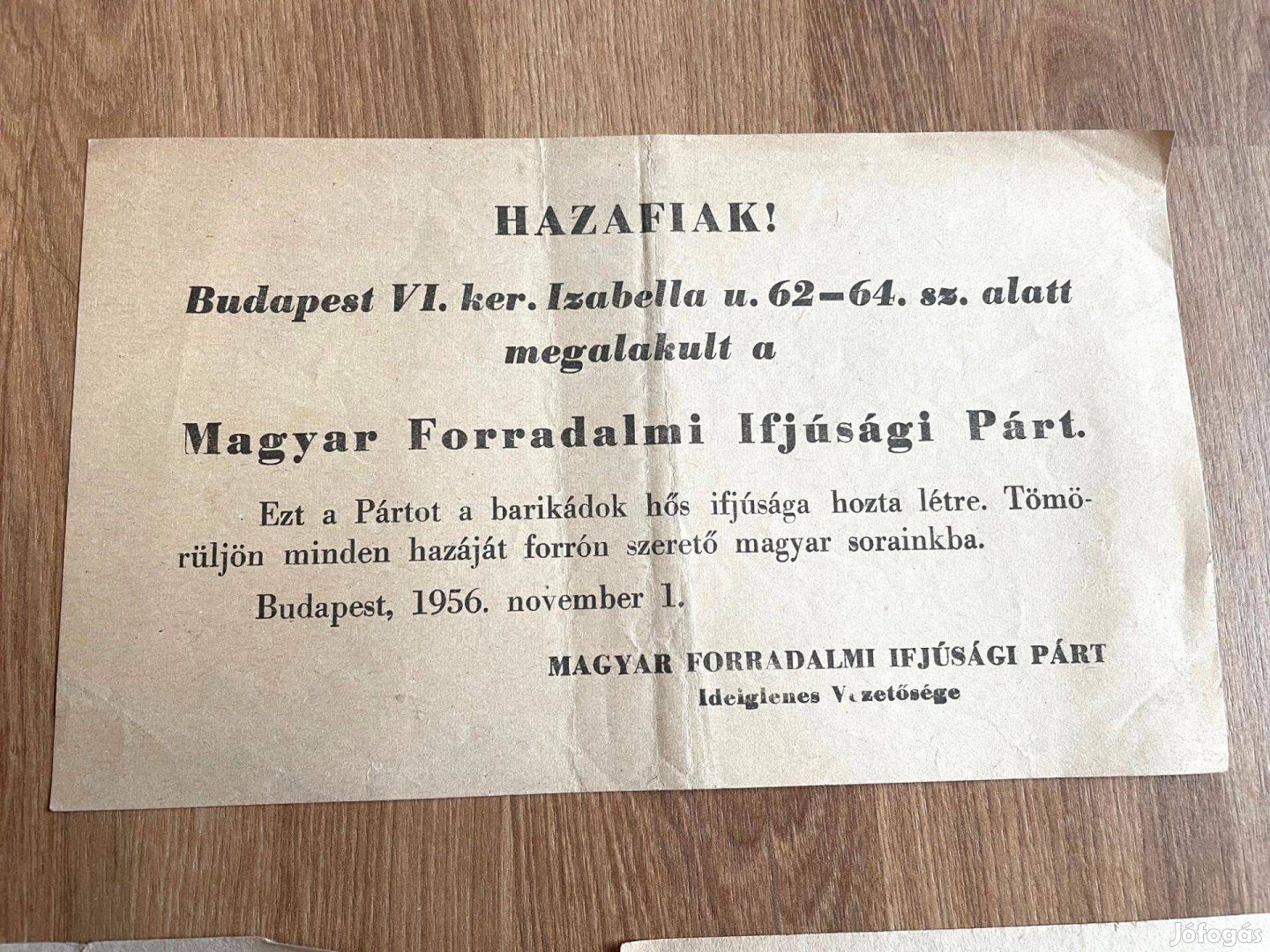 Régi 1956-os röplapok, forradalmi felhívások, szovjet városparancsnoks