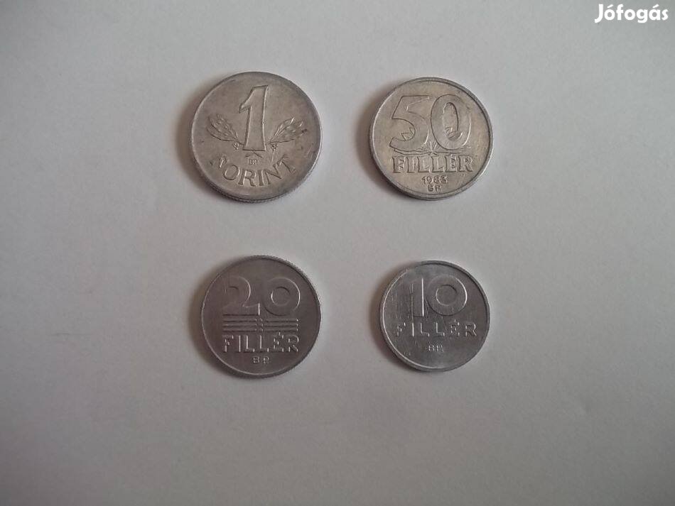 Régi 1 forint, 50, 20, 10 fillér magyar fémpénz érme