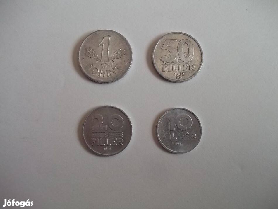 Régi 1 forint, 50, 20, 10 fillér magyar fémpénz érme