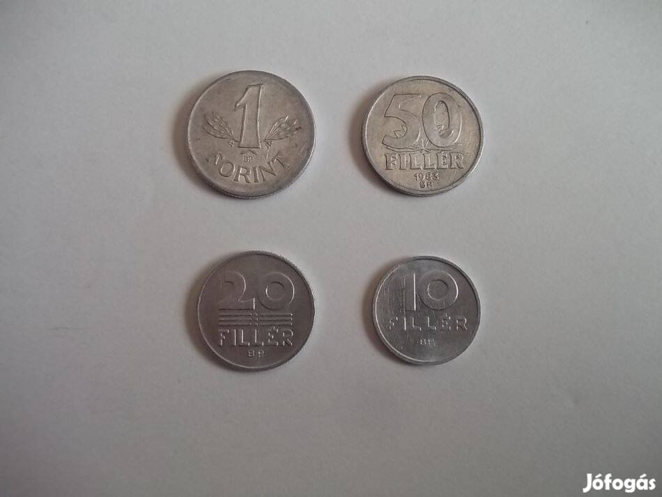 Régi 1 forint, 50, 20, 10 fillér magyar fémpénz érme