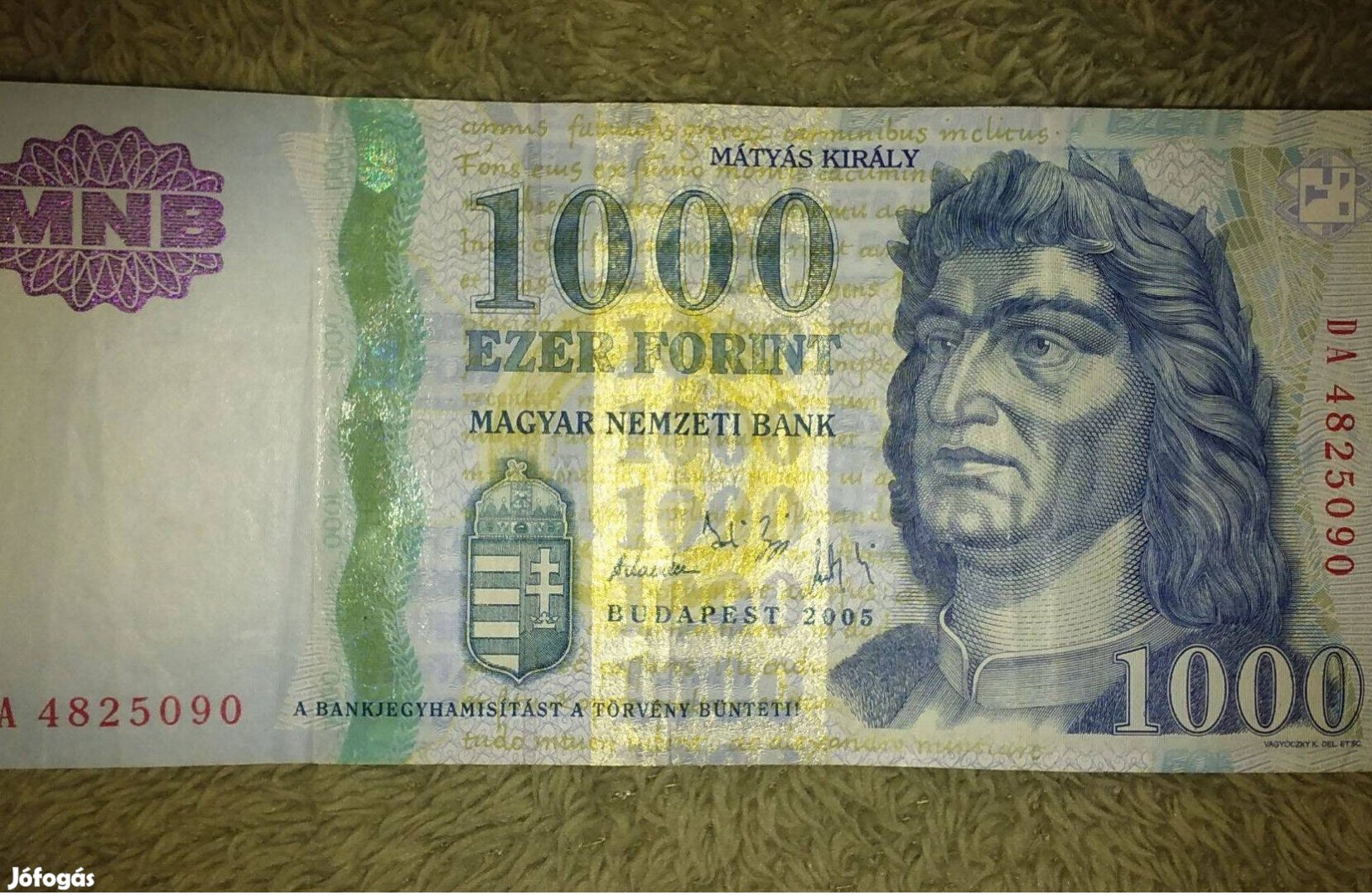 Régi 2005-ös DA jelű ezer 1000 forint forintos bankjegy