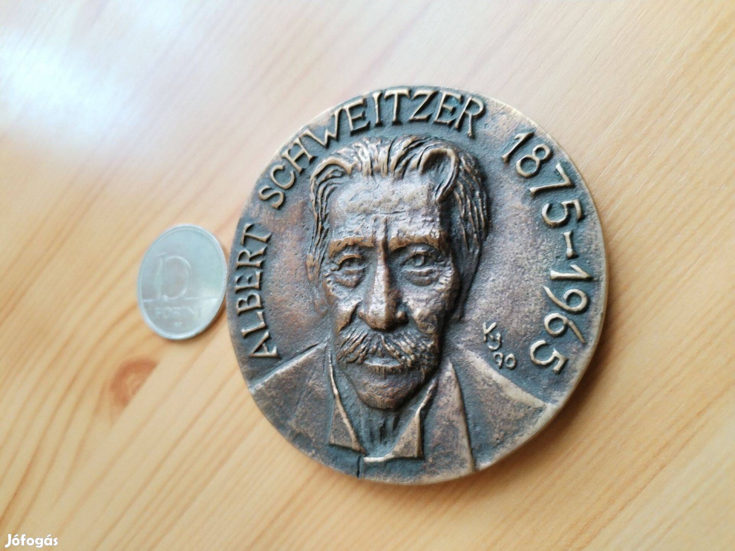 Régi Albert Schweitzer bronz emlékérem