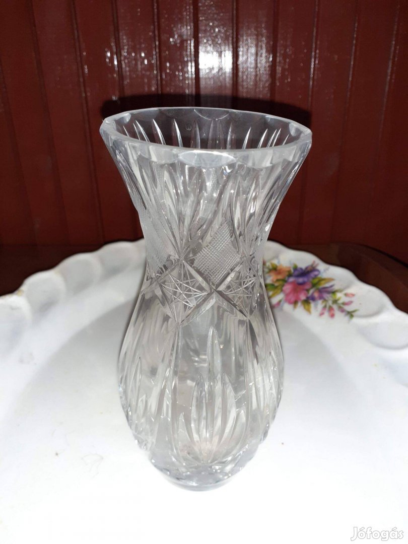 Régi Bohemia kristály üveg váza 25cm